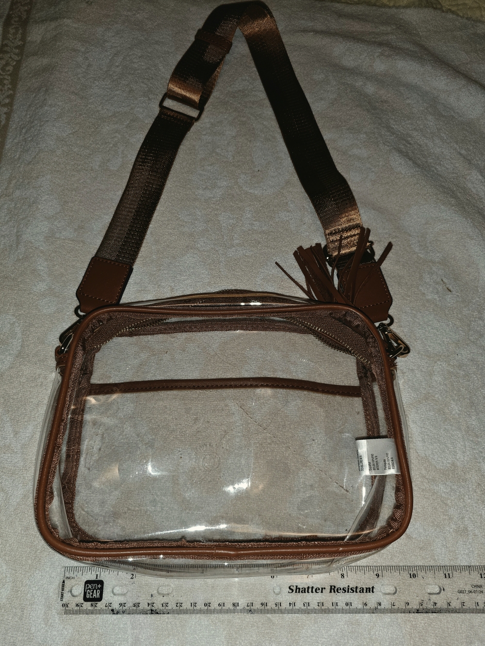 Clear Brown Crossbody Belt Bag with Adjustable Strap